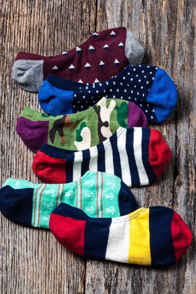 Ties Burbank Color Block No-Show Sock Red Fashion
