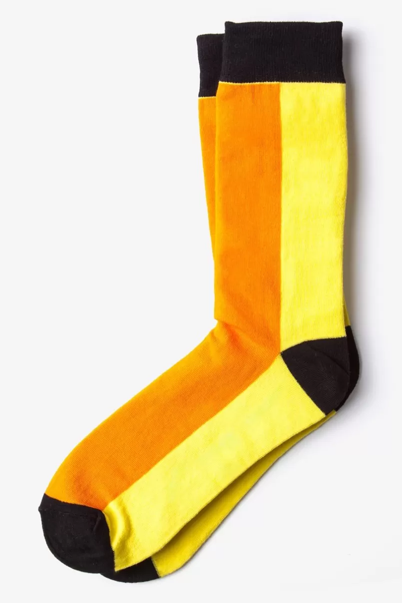 Ties Fullerton Split Orange Sock Orange&Yellow Discount