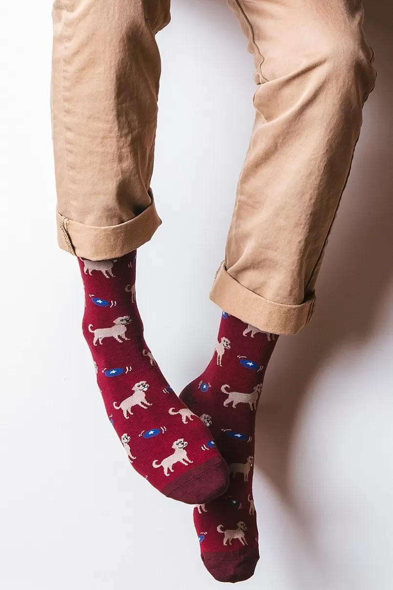 Ties Golden Retriever Sock Red Flash Sale